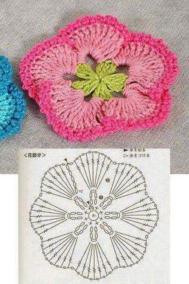 crochet flower pattern diagram