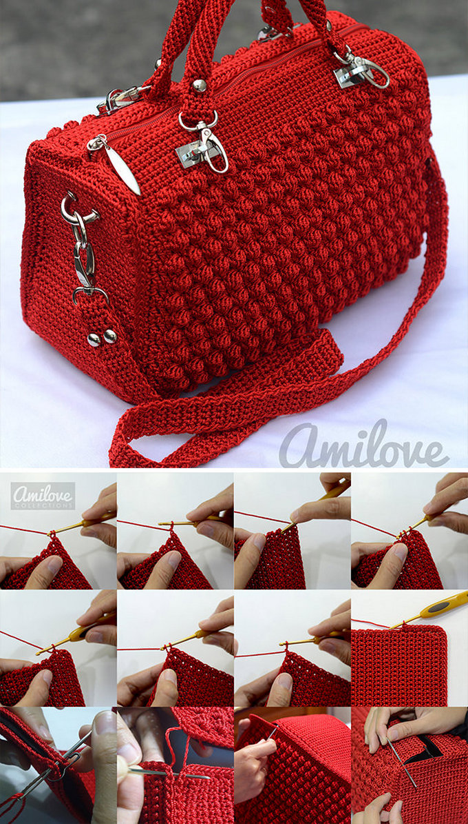 118 - CROCHET BOBBLE STITCH HANDBAG PATTERN