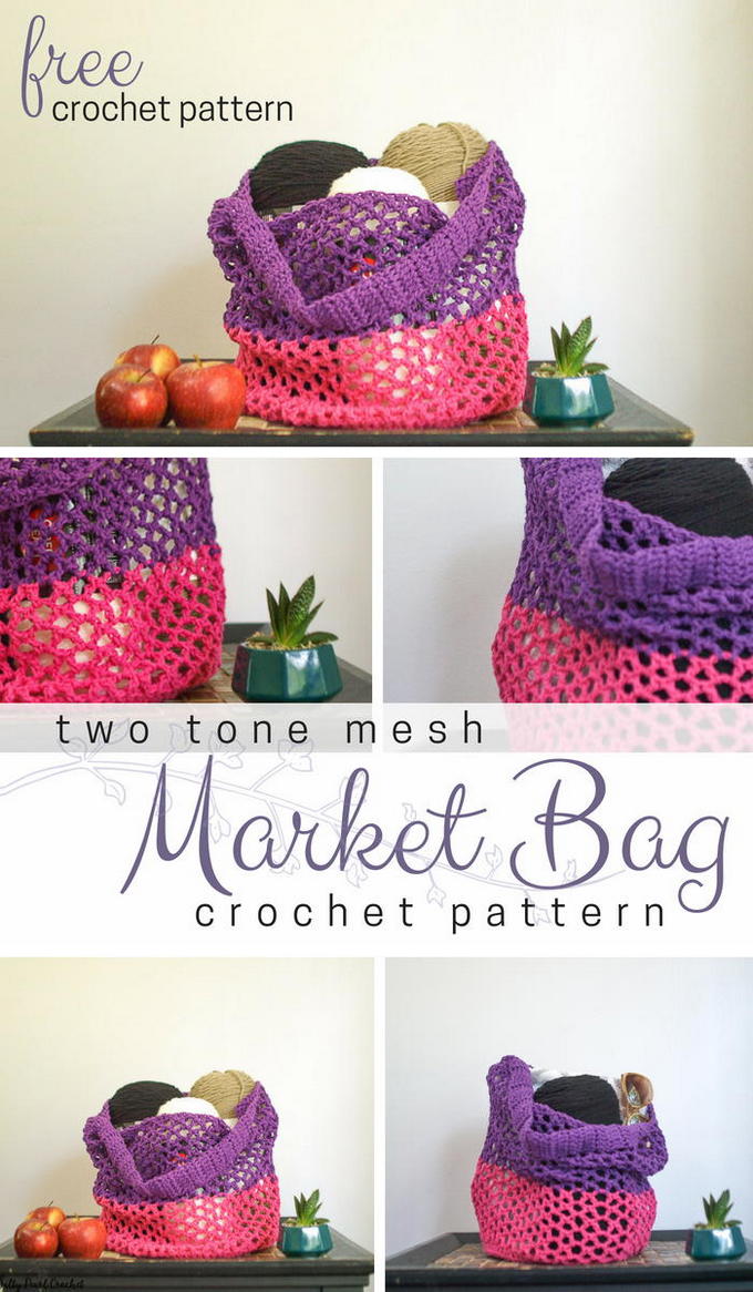 149 - Two Tone Mesh Crochet Market Bag Pattern