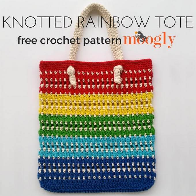 164 - KNOTTED RAINBOW TOTE BAG FREE CROCHET PATTERN