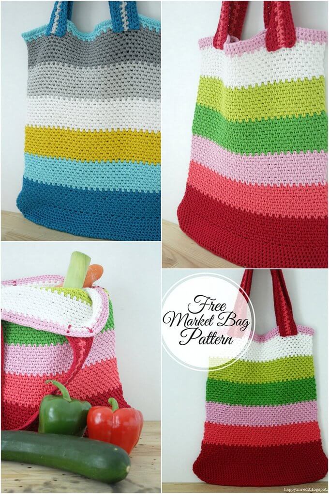 202 - FREE CROCHET PATTERN MARKET BAG IN LINEN STITCH