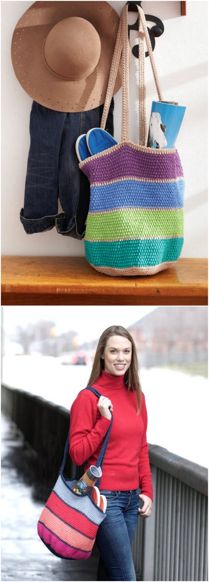 207 - STRIPED MARKET TOTE BAG FREE CROCHET PATTERN