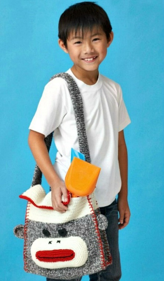 236 - Crochet Sock Monkey Shoulder Bag- Free Pattern