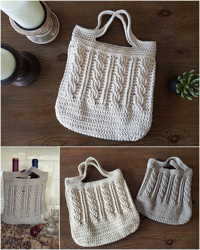 251 - Cabled Tote Bag - Free Crochet Pattern