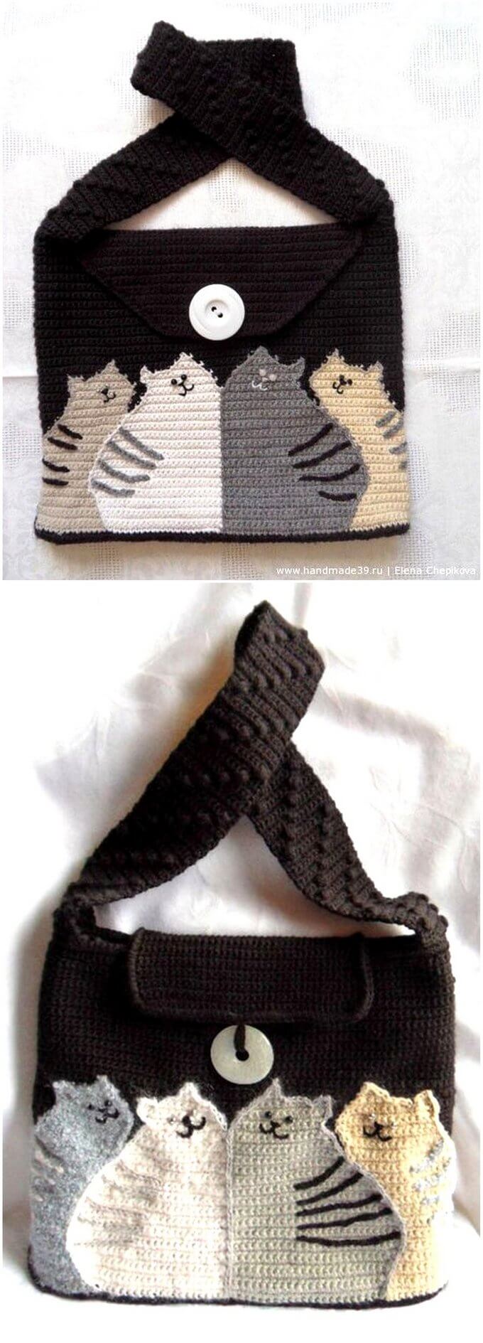 255 - Knitted Bag Cats - Free Crochet Pattern