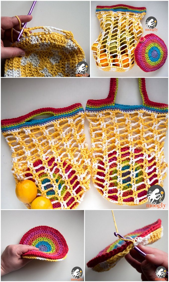 26 - RAINBOW POCKET MARKET BAG - FREE CROCHET PATTERN