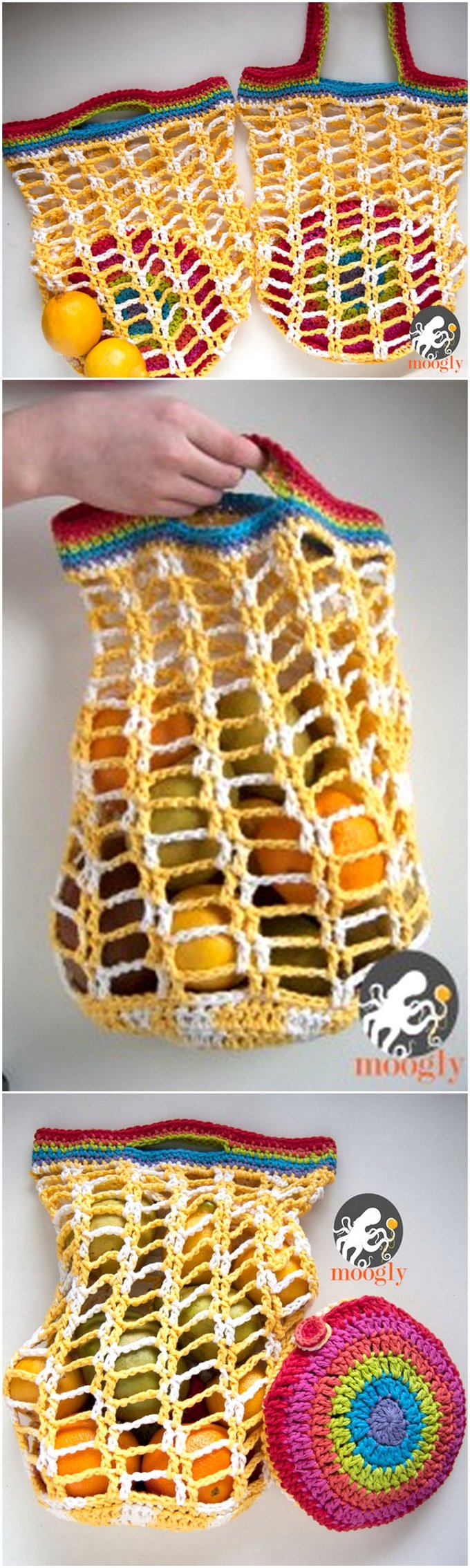 273 - RAINBOW POCKET MARKET BAG - FREE CROCHET PATTERN