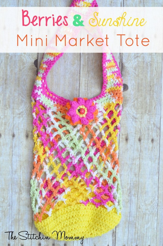 295 - BERRIES AND SUNSHINE MINI MARKET TOTE FREE CROCHET PATTERN