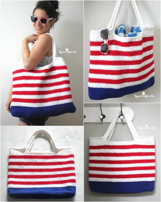 300 - crochet patriotic tote bag - free crochet pattern
