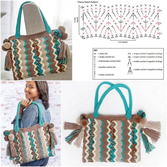 45 - Flame Stitch Bag- Free Crochet Pattern