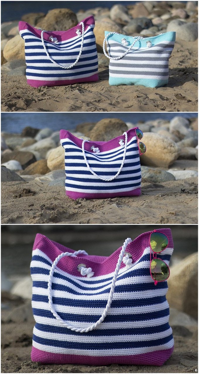 60 - CLASSIC BEACH BAG FREE CROCHET PATTERN