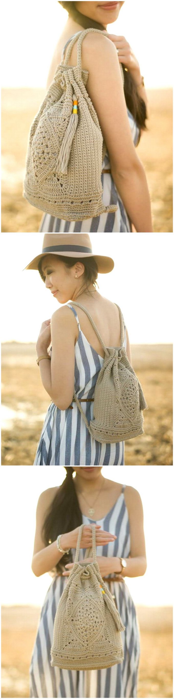 78 - The Wildrose Backpack Free Crochet Pattern