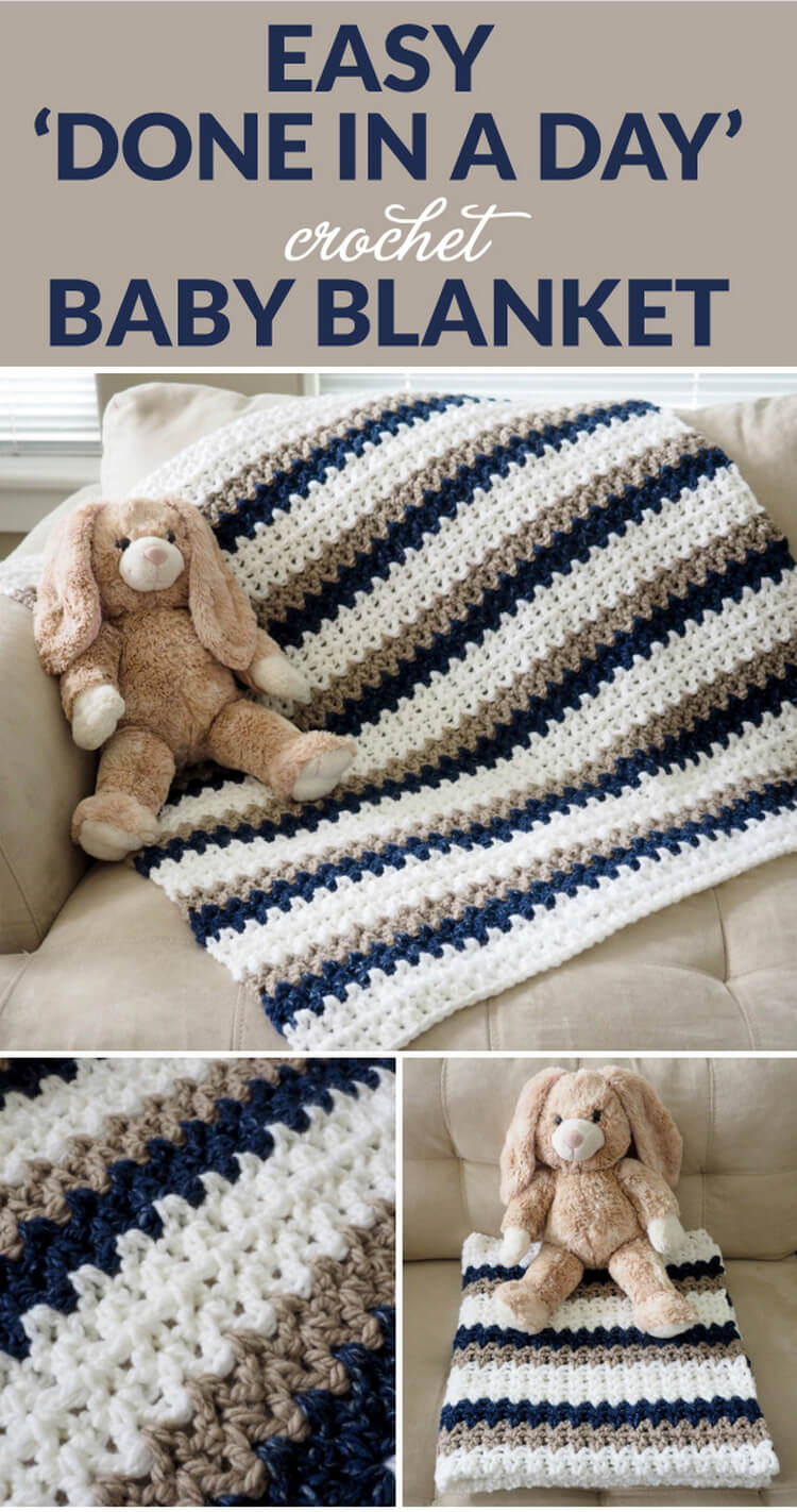 11 - EASY ‘DONE IN A DAY’ CROCHET BABY BLANKET FREE PATTERN