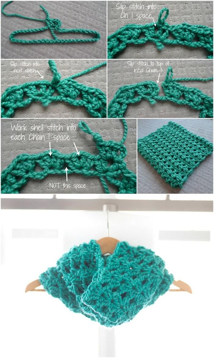 11 - Round Shell Stitch Cowl - Free Crochet Pattern