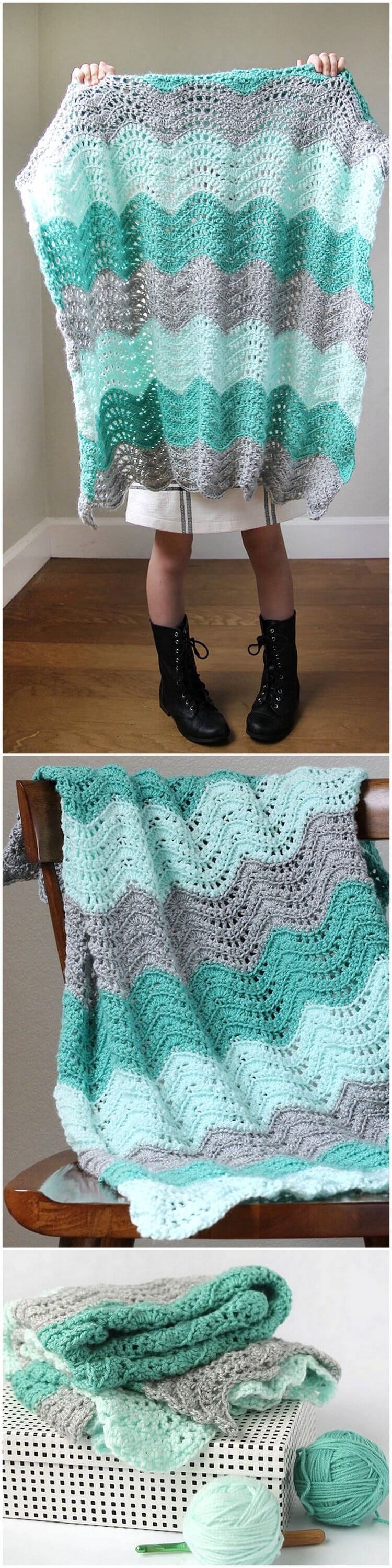 13 - CROCHET FEATHER AND FAN BABY BLANKET – FREE PATTERN