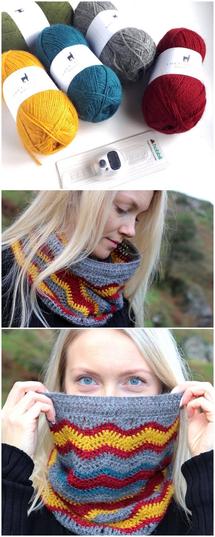 21 - Thunder Bolt Crochet Cowl – Free Crochet Pattern