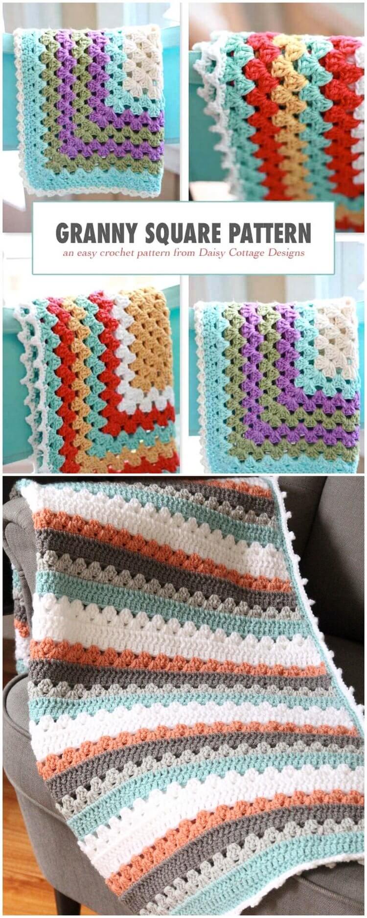 22 - Free Crochet Patterns {Granny Square Baby Blanket}
