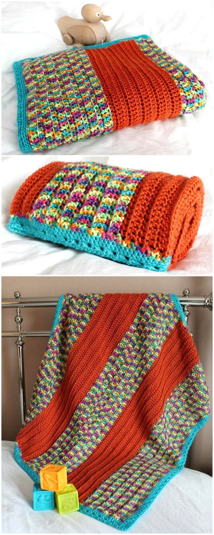 27 - Broad Stripe Baby Blanket Free Crochet Pattern