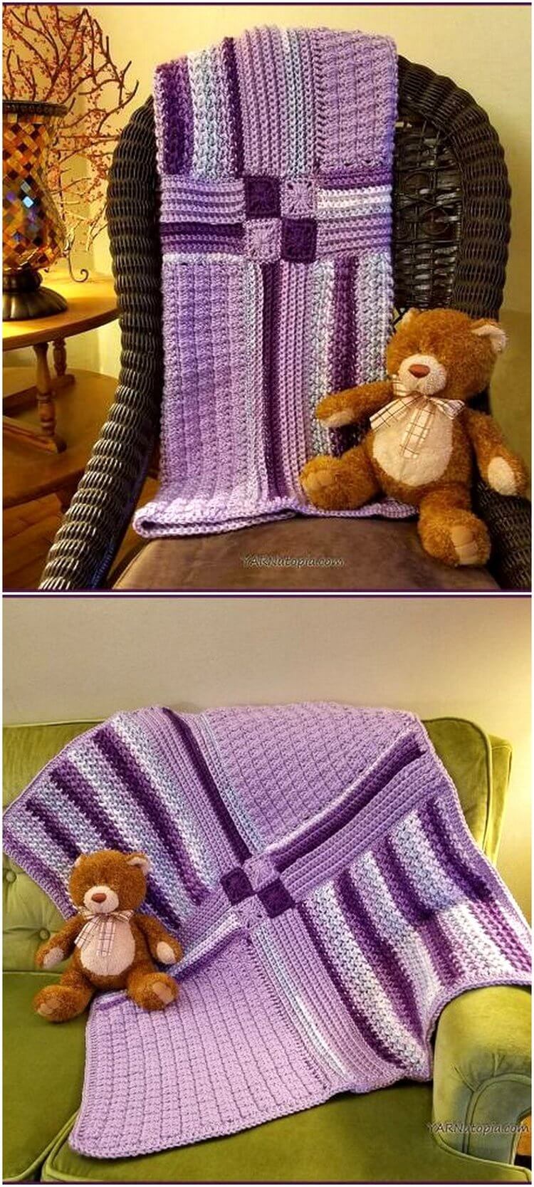 32 - Crochet Tutorial Free Pattern Patchwork Medley Baby Blanket