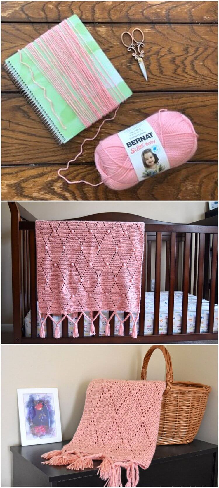 34 - DIAMONDS & DOTS BABY BLANKET CROCHET PATTERN