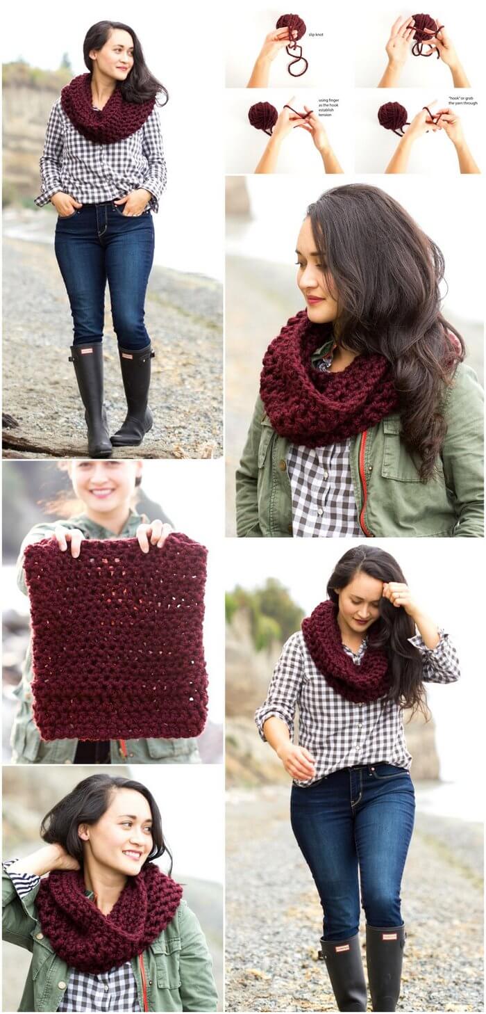 34 - finger crocheted cowl tutorial + pattern