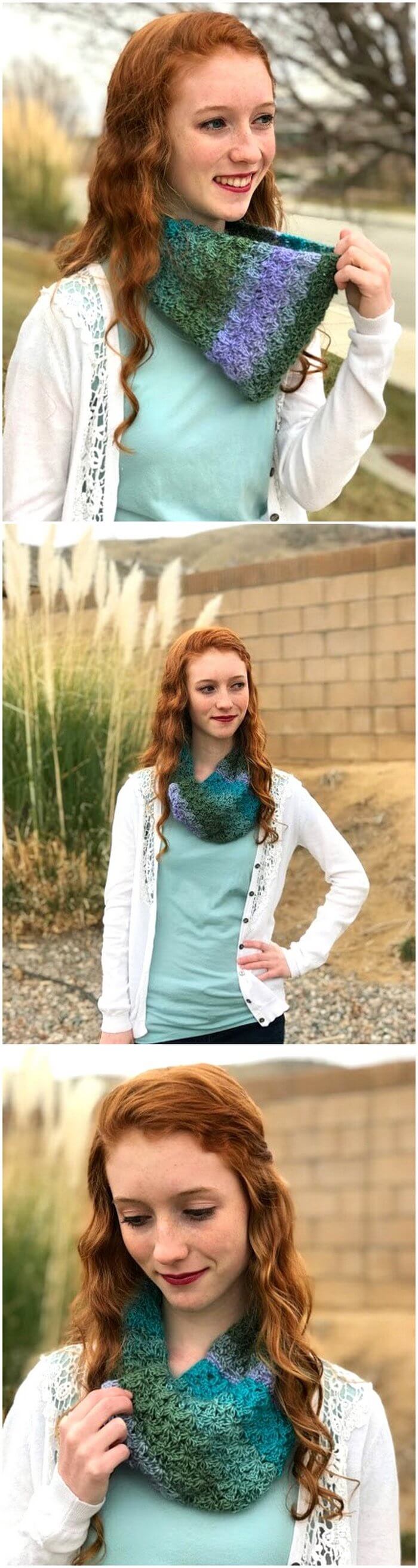 35 - PEACOCK COWL—FREE CROCHET PATTERN