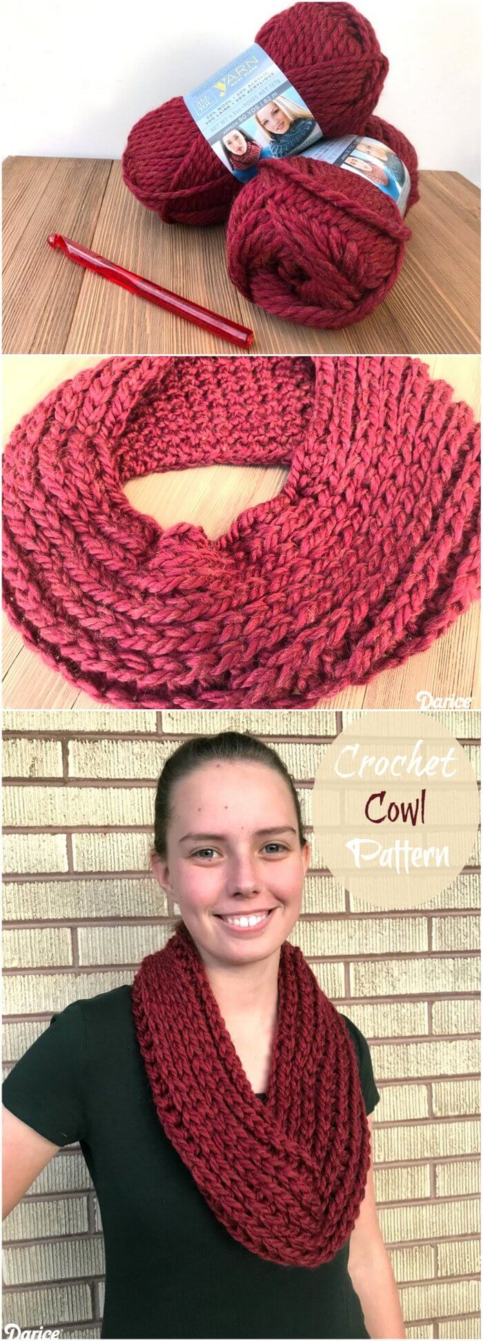39 - CHUNKY KNIT-LOOK CROCHET COWL PATTERN