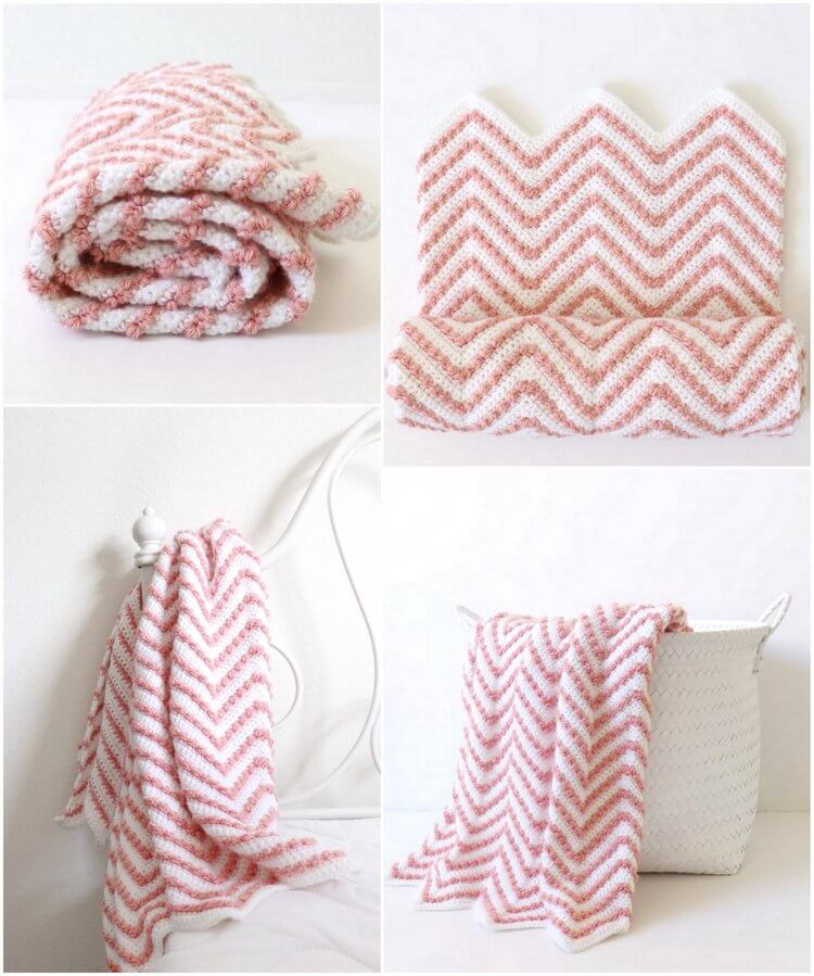 8 - Crochet Berry Chevron Baby Blanket Free Pattern